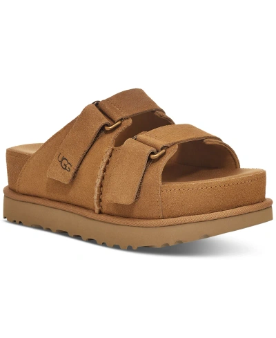 Ugg Women's Goldenstar Hi Slide Double Strap Platform Sandals In Chestnut