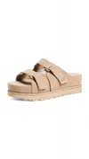 Ugg Goldenstar Hi Suede Slides Sand In Beige