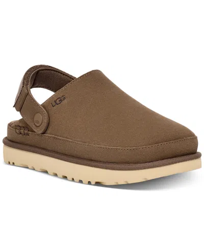 Ugg Goldenstar Suede Flatform Clogs In Brown