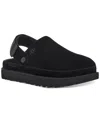 Ugg Chic Sheepskin Sandals With Adjustable Strap And Cushioned Sole In Black