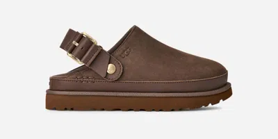 Ugg ® Women's Goldenstar Villa Clog Nubuck Shoes In Molasses In Brown