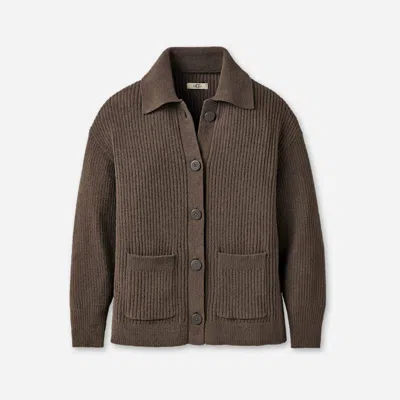 Ugg ® Women's Junipher Cardigan Lite Polyester/recycled Materials Tops In Dense Smoke In Brown