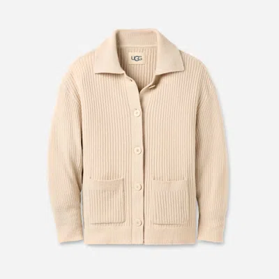 Ugg ® Women's Junipher Cardigan Lite Polyester/recycled Materials Tops In Sand In Brown