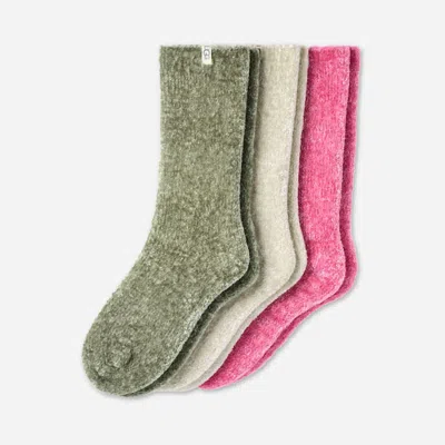 Ugg ® Women's Leda Sparkle 3 Pack Polyester Blend In Vinito/cream/ribbon Candy