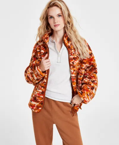 Ugg Marlene Wool Blend Boucle Jacket In Hardwood, Women's At Urban Outfitters In Medium Orange