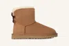 Ugg Mini Bailey Fluff Buckle Womens Suede Shearling Winter & Snow Boots In Pink