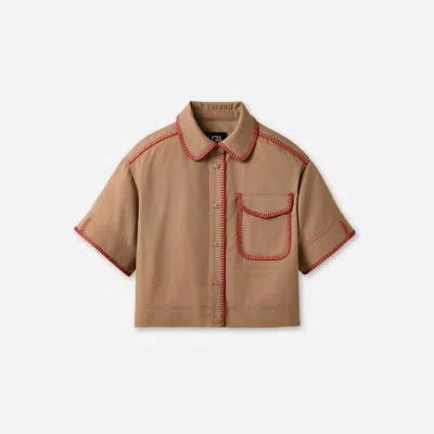 Ugg ® Women's Nathalia Button Up Top Tops In Sand In Brown