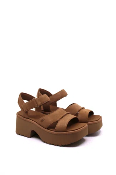 Ugg Women's New Heights Ankle Strap Sandal In Chestnut In Brown
