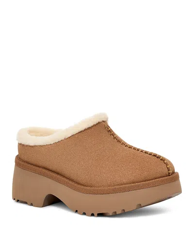 Ugg New Heights Fluffy-trim Mules In Neutral