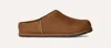 Ugg Matte Finish Smooth Rounded Toe Clogs In Brown