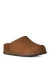 Ugg Matte Finish Smooth Rounded Toe Clogs In Brown