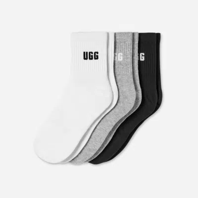 Ugg ® Women's Quinlin Logo Quarter 3 Pack In Nimbus/grey Heather/black In Multi