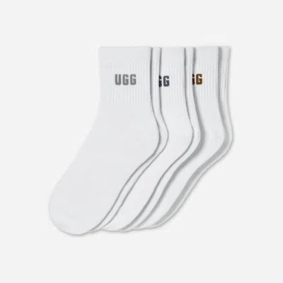 Ugg ® Women's Quinlin Logo Quarter 3 Pack In Stormy Blue/chestnut/shaded Clover In White