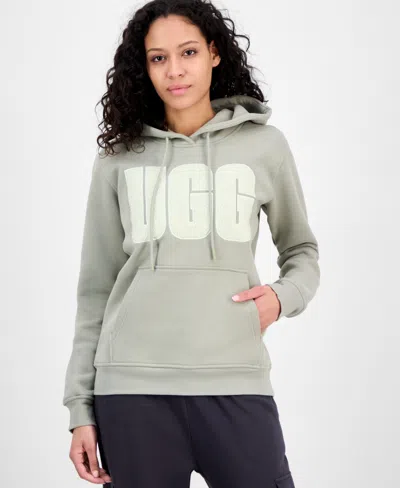 Ugg Women's Rey Fluff Logo Hoodie In Vinito,green Fog