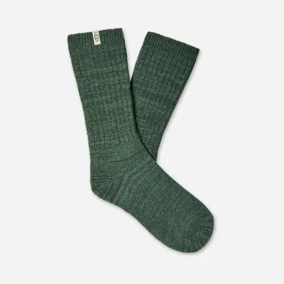 Ugg ® Women's Rib Knit Slouchy Crew Sock Polyester Blend/recycled Materials In Green Stone
