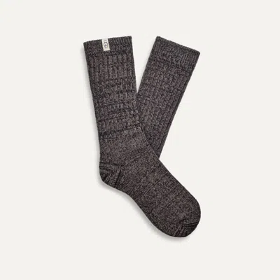 Ugg ® Women's Rib Knit Slouchy Crew Sock Polyester Blend/recycled Materials In Grey/black