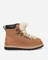 Ugg X Sacai Fur-trim Lace-up Ankle Boots In Brown