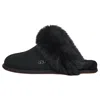 Ugg Scuff Sis Slippers In Shearling With Fur Trim In Black