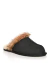 Ugg Leather Fur-lined Round-toe Flat Mules In Multi