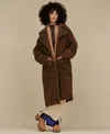 Ugg Fluff Fleece Long Coat Jacket In Deep Nutmeg, Women's At Urban Outfitters In Brown