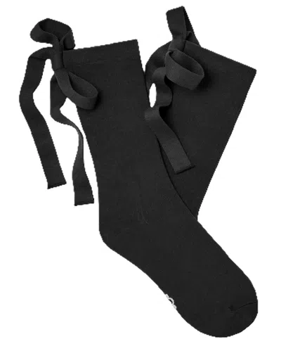Ugg Women's Serenella Novelty Bow Ribbed Crew Socks In Black