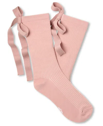 Ugg Women's Serenella Novelty Bow Ribbed Crew Socks In Dusk