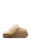 Ugg Disquette Shearling Platform Mules In Beige