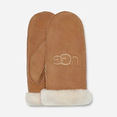 Ugg ® Women's Sheepskin Embroider Mitten In Chestnut In Orange