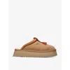 Ugg Tazzle Tassel-embellished Suede Flatform Slippers In Tan