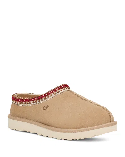 Ugg Tasman Ii Beige Mules With Round Toe And Embroidered Detail In Leather Woman In Nude