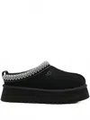 Ugg Tazz Platform Suede Braid Mules In Black