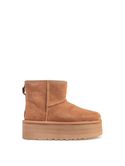 Ugg Classic Mini Platform Suede Booties In Brown