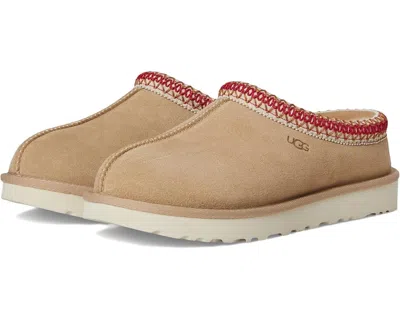 Ugg Tasman Ii Beige Mules With Round Toe And Embroidered Detail In Leather Woman In Brown