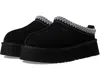 Ugg Tazz Platform Suede Braid Mules In Black