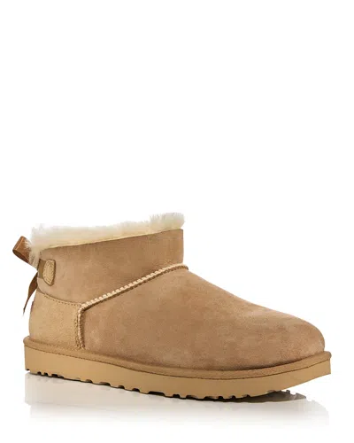 Ugg Women's Ultra Mini Bailey Bow Shearling Lined Boots In Brown