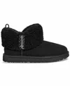 Ugg Ultra Mini Braid Suede Classic Ankle Boots In Black