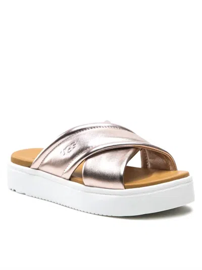 Ugg Women's Zayne Crossband Slides In Rose Gold Metallic In Multi