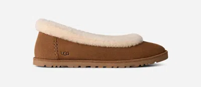 Ugg ® Women's Zora Ballet Flat Sheepskin Shoes In Chestnut In Brown
