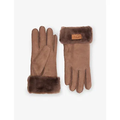 Ugg Womens Allspice Turn-cuff Sheepskin Gloves In Brown