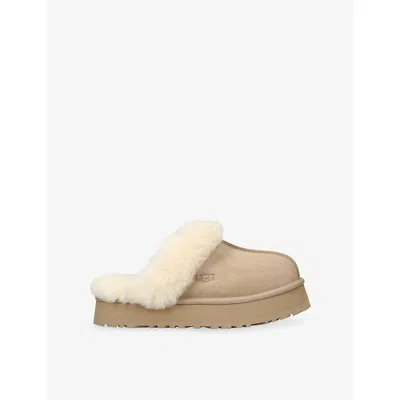 Ugg Womens  Disquette Shearling-lined Suede Slippers In Neutral