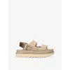Ugg Goldenstar Glide Suede Sandals In Beige