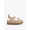 Ugg Womens Goldenstar Hi Suede Platform Sandals Beige Eur 40 / 7 Uk In Beige
