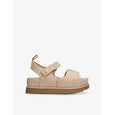UGG WOMENS GOLDENSTAR HI SUEDE PLATFORM SANDALS BEIGE EUR 40 / 7 UK