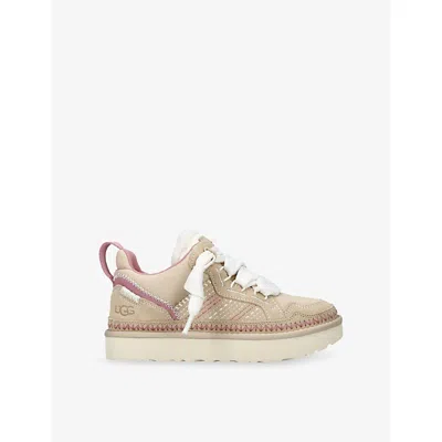 Ugg Womens Beige Lowmel Suede And Mesh Trainers Eur 39 / 6 Uk In Neutral