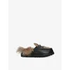 Ugg Womens Black Ambush Faux-fur And Leather Backless Loafers Eur 37 / 4 Uk In Black