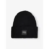 Ugg Womens Black Chunky Ribbed Logo Knitted Beanie In Black