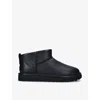 Ugg Womens Black Classic Ultra Mini Leather Boots Eur 41 / 8 Uk In Black