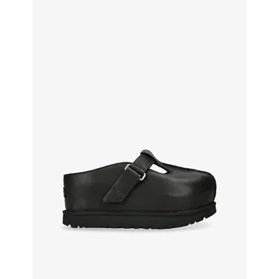UGG WOMENS GOLDENSTAR HI CLOG LEATHER PLATFORM CLOGS BLACK EUR 40 / 7 UK