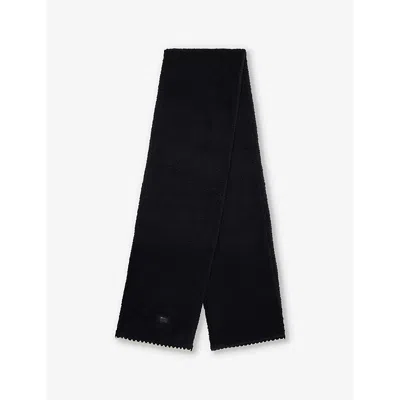 Ugg Womens Black Fluff Scalloped-trim Fleece Scarf