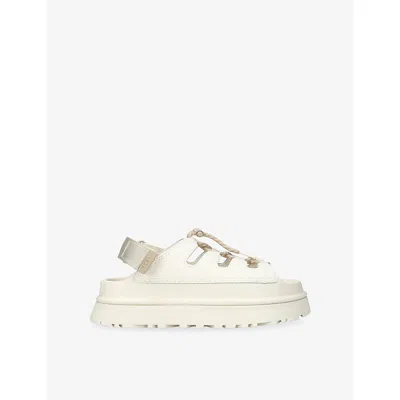 UGG WOMENS BONE GOLDENGLOW TOGGLE COATED-LEATHER SANDALS EUR 41 / 8 UK